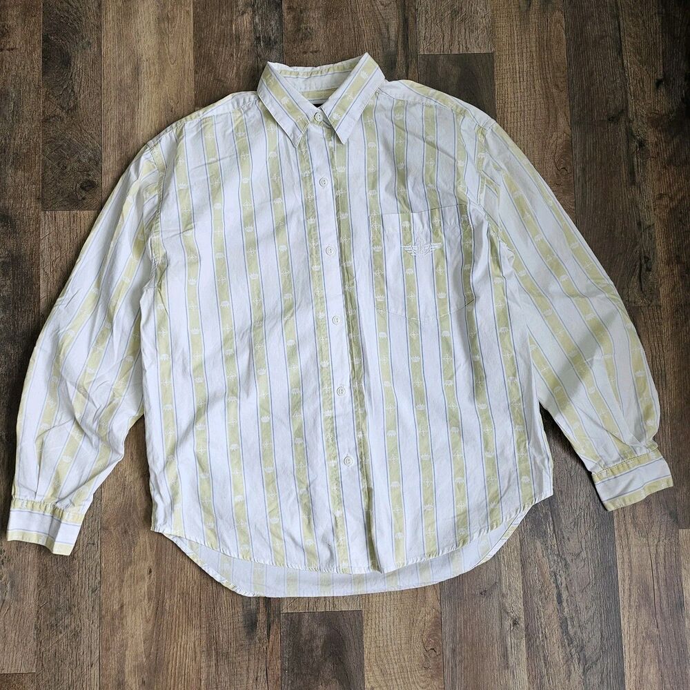 Vintage 90s Dockers by Levi’s Nautical Print Striped Shirt Men’s Small Cotton LS